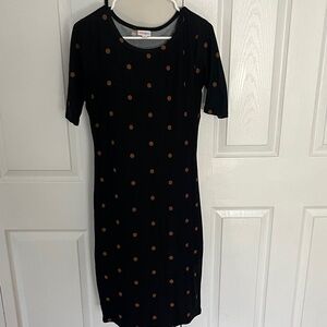 LuLaRoe Black Dress with Brown Polka Dots